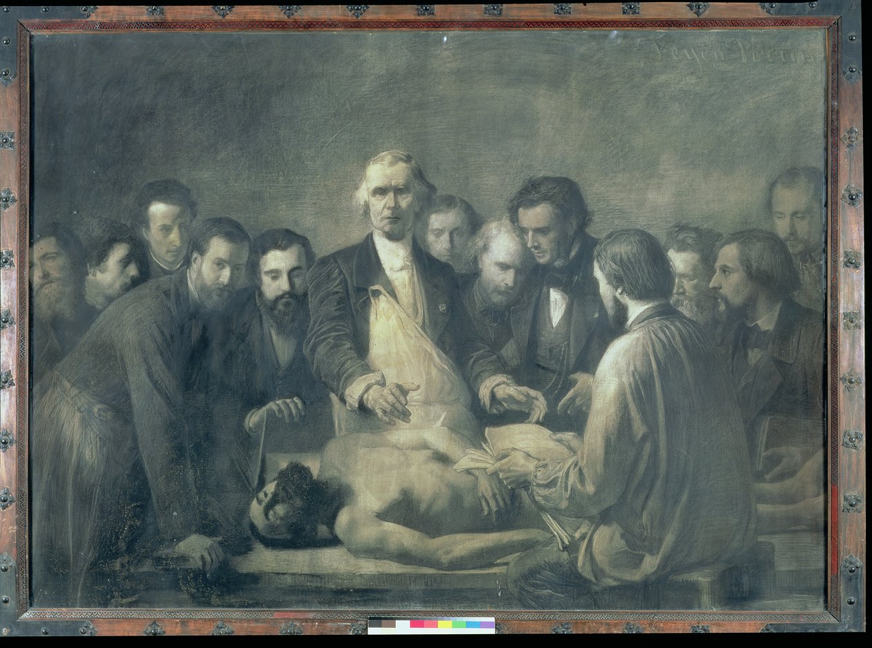 Lekce anatomie doktora Velpeaua (1795-1867) (uhel na papíře položený na plátně) od Francois Nicolas Augustin Feyen Perrin