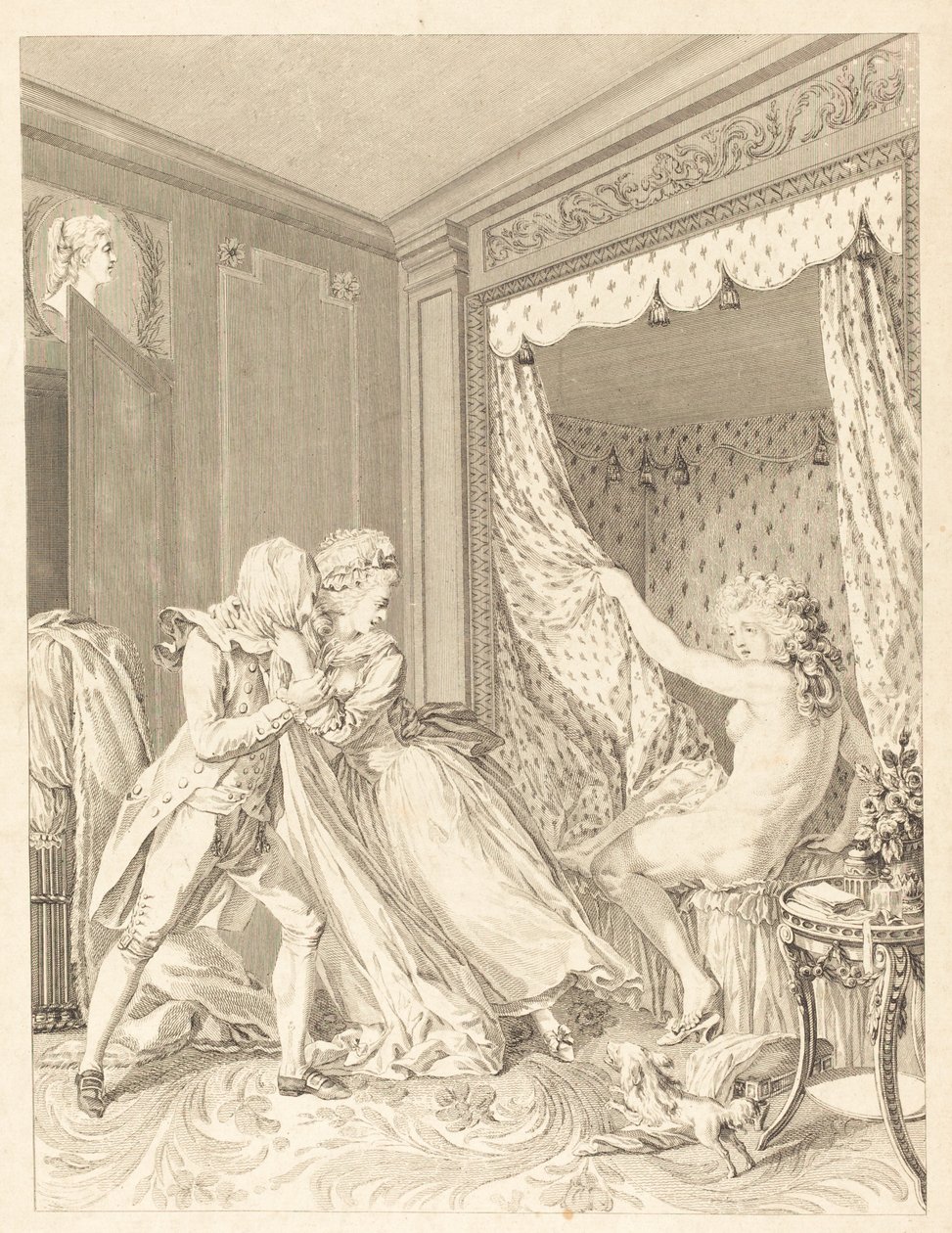 Indiskrétní od Francois Nicolas Barthelemy Dequevauviller after Antoine Borel
