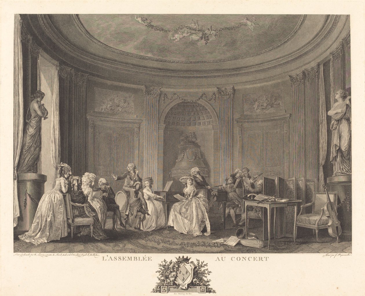 Shromáždění na koncertě od Francois Nicolas Barthelemy Dequevauviller after Nicolas Lavreince