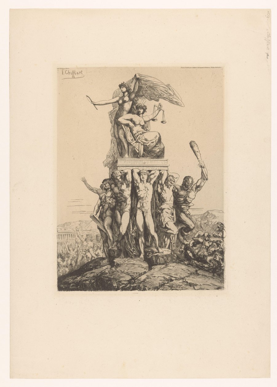 Alegorická reprezentace s Justitia a pravda Triomphe de la Justice et de la Verite od Francois Nicolas Chifflart
