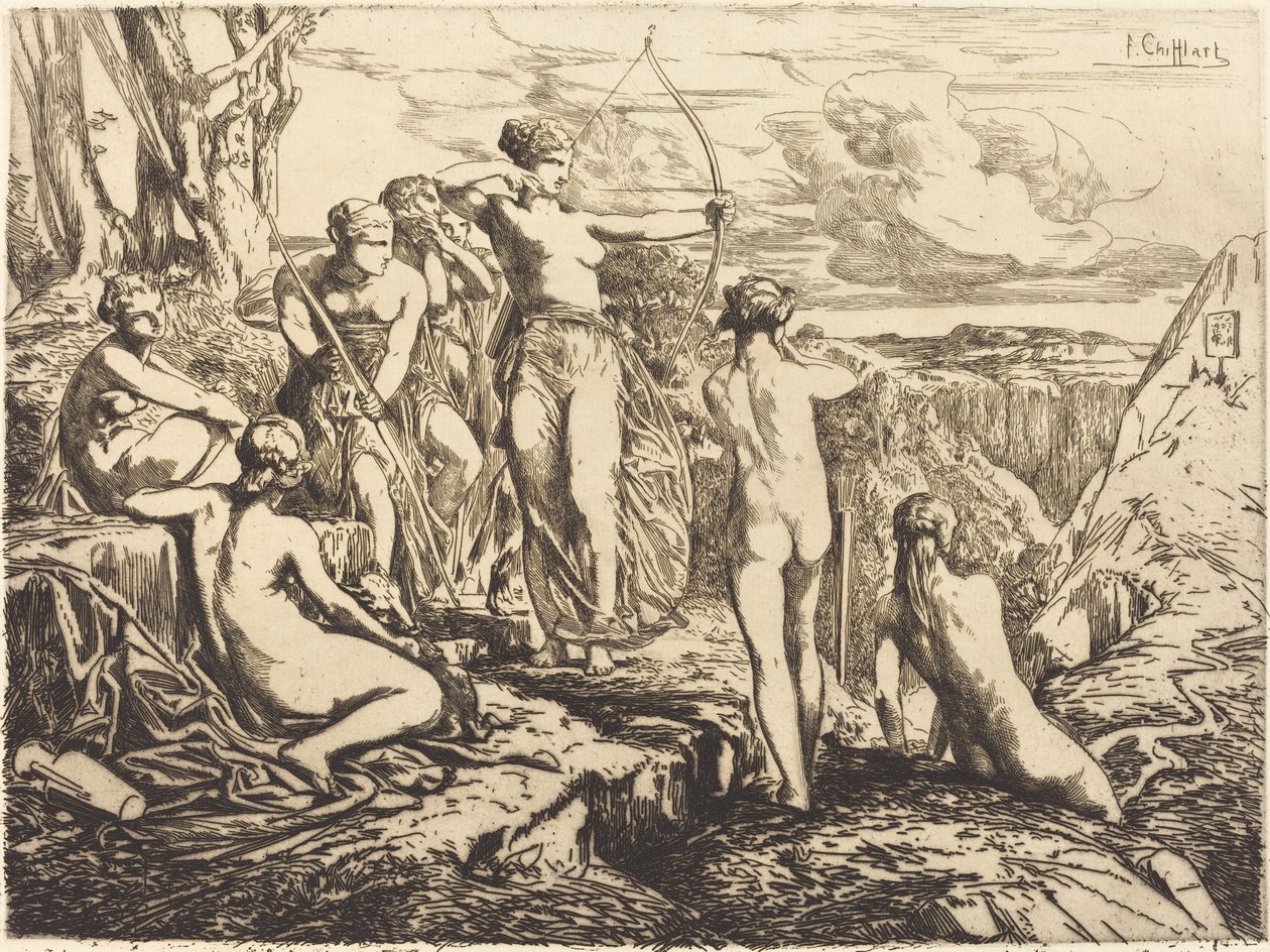 Diana a její nymfy od Francois Nicolas Chifflart