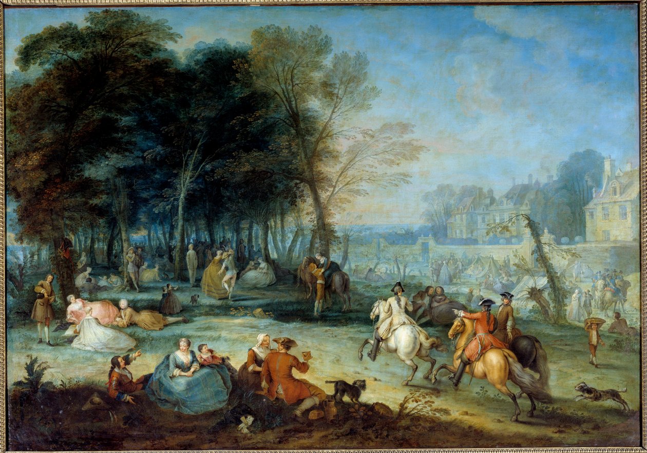 Veletrh Bezons Pique nique Champetre v blízkosti Paříže. Obraz Francoise Octaviena (1695-1740) 1725 Ne. 1,35 x 1,95 m od Francois Octavien