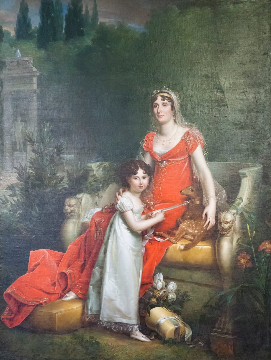 Elisa Bonaparte Baciocchi se svou dcerou Napoleonou Elisou od Baron François Pascal Simon Gérard