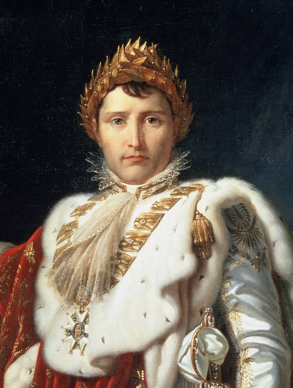 Celovečerní portrét Napoleona I. v korunovačním kostýmu, detail, kolem 1805-10 od Baron François Pascal Simon Gérard
