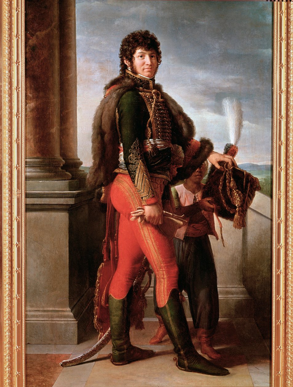 Portrét Joachima Murata v husarské uniformě, detail (olej na plátně od Baron François Pascal Simon Gérard