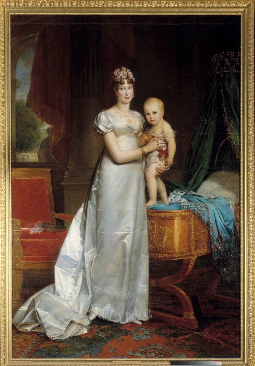 Portrét imprese Marie Louise (1791-1847) a římského krále Obraz Francoise Gerarda (1770-1837) 1813. Rozm. 2,40 x 1,62 m. Versailles, Musee du Chateau - Portrét císařovny Marie Louise (1791-1847) a římského krále. Obraz od Franca od Baron François Pascal Simon Gérard