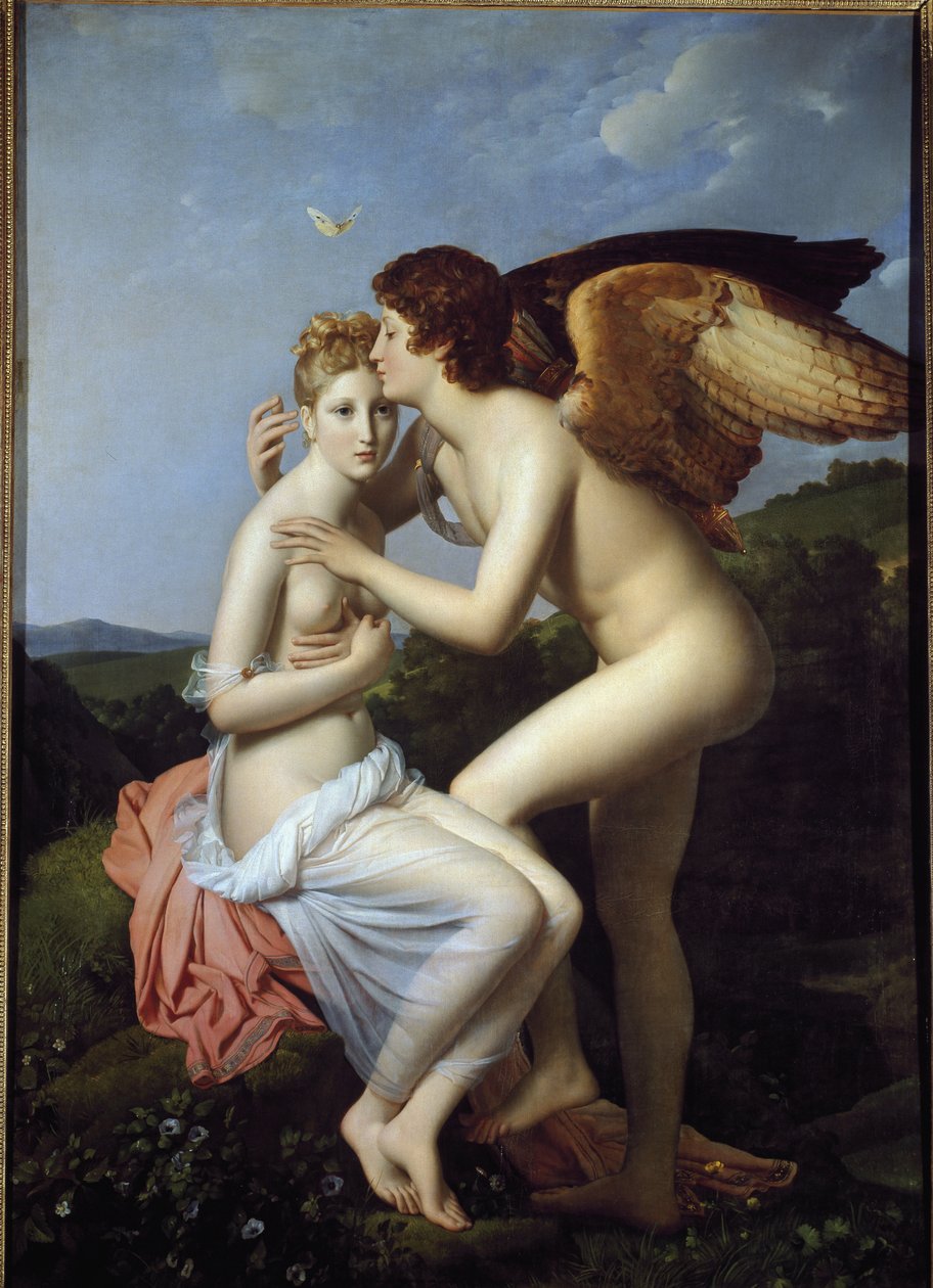 Psyche a Cupid, nazývaní také Psyche, přijímající Amorův první polibek (olej na plátně od Baron François Pascal Simon Gérard