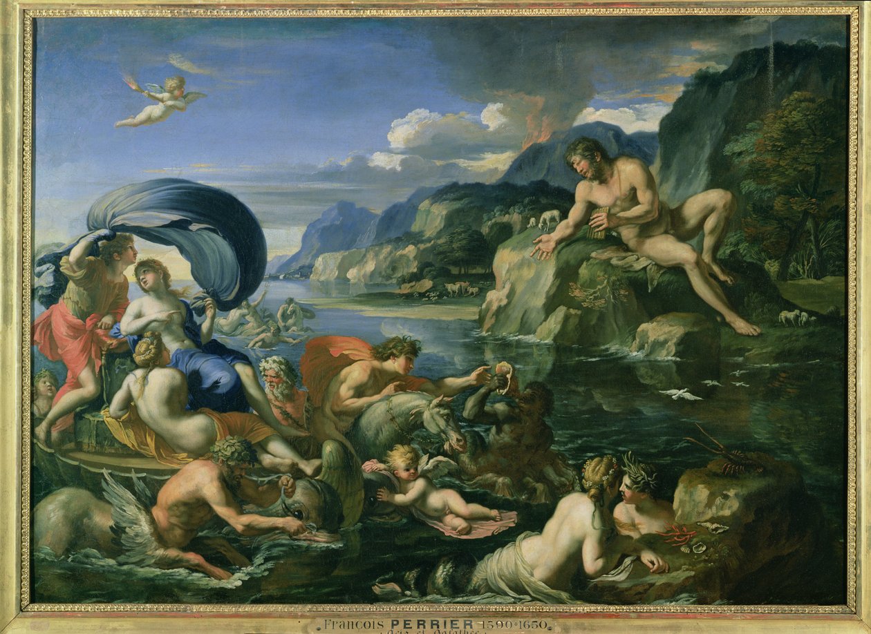 Acis a Galatea se skrývají před obřím Polyfémem od Francois Perrier