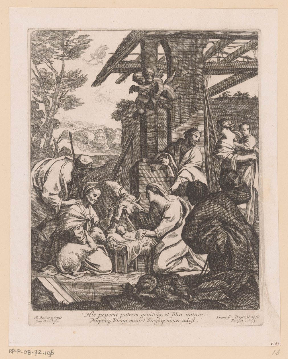 Geboorte van Christus Zde matka porodila otce (...) (titul na objektu) od Francois Perrier