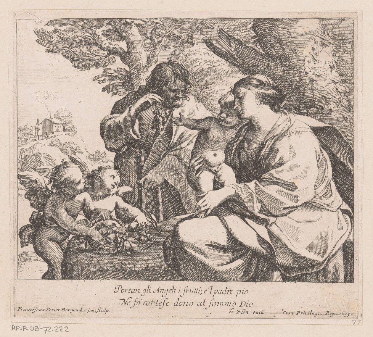Svatá rodina s putti a hrozny Portan gli Angeli i frutti (...) (název na objektu) od Francois Perrier