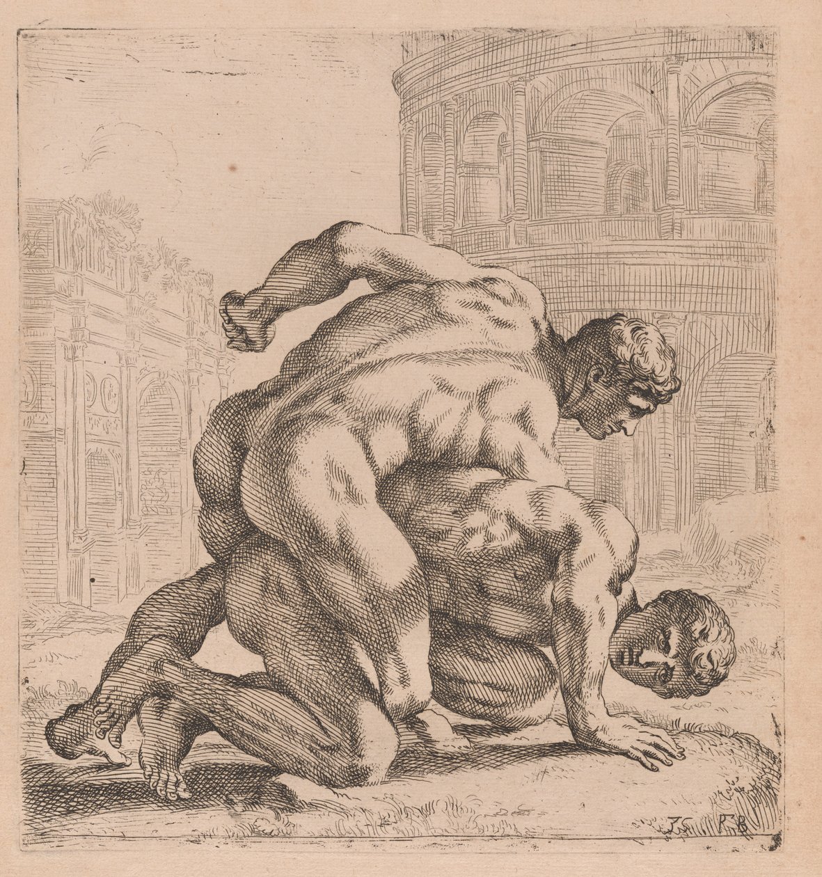 The Medici Wrestlers, boční pohled, otočený doprava [deska 35] od Francois Perrier