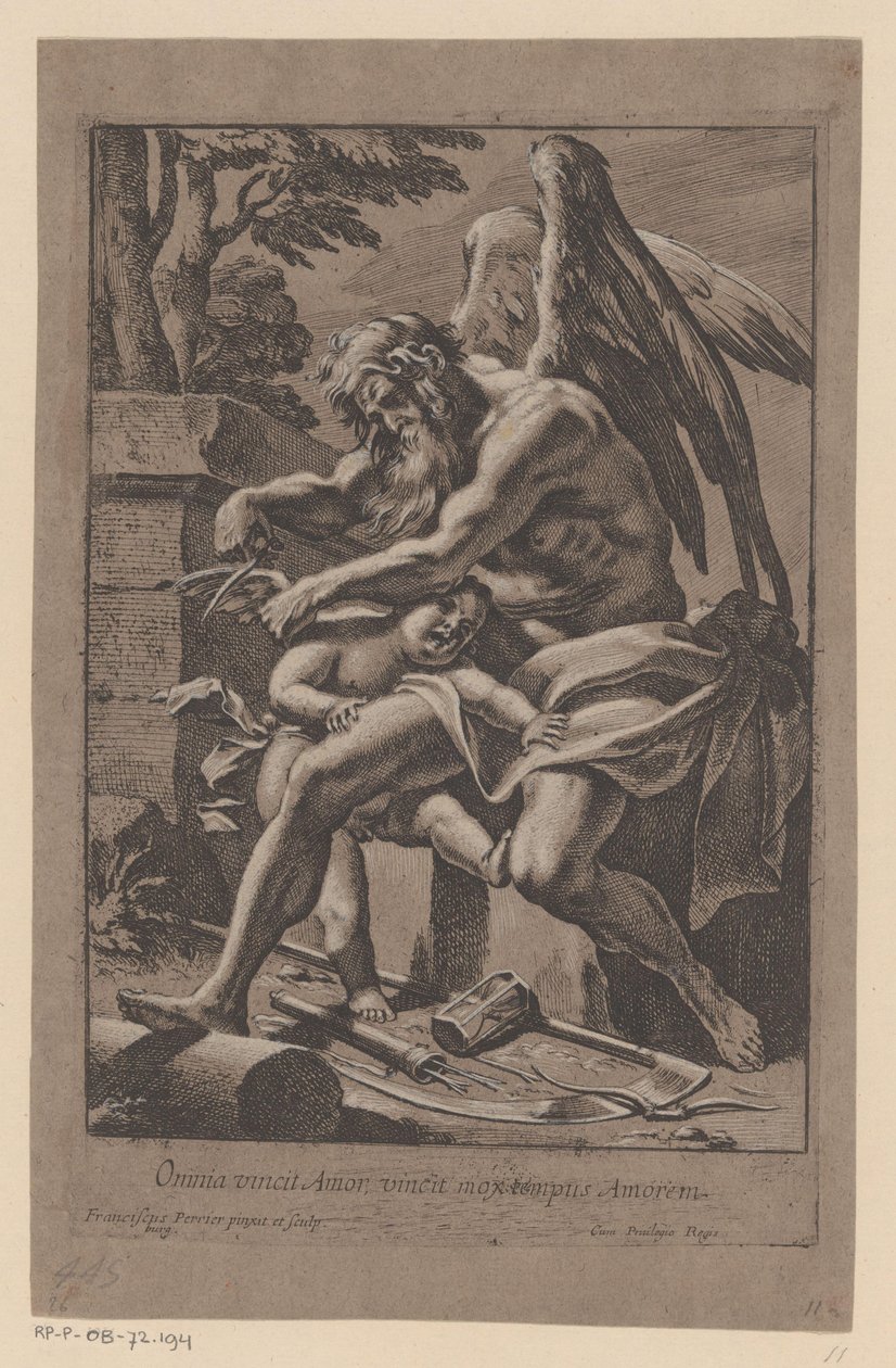 Tijd knipt de vleugels van Amor Láska přemůže vše, láska brzy přemůže čas (název na předmětu) od Francois Perrier
