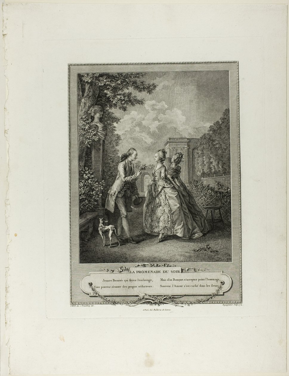 Večerní procházka, od Monument du Costume Physique et Moral de la fin du Dix-huitième siècle od Francois Robert Ingouf