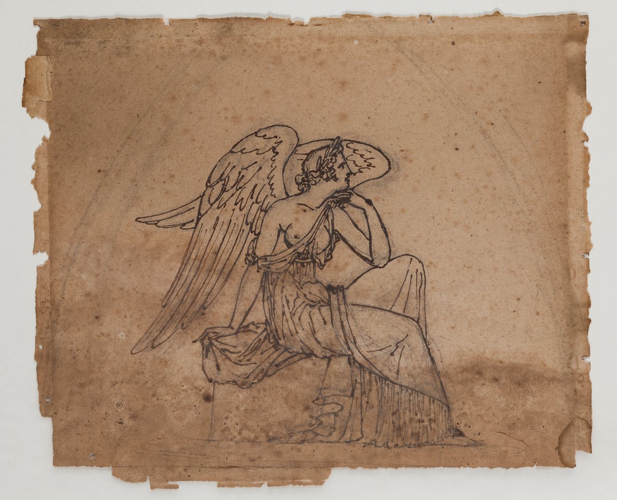 Alegorická postava, asi 1825 (tuš a křída na papíře) od Francois Rude