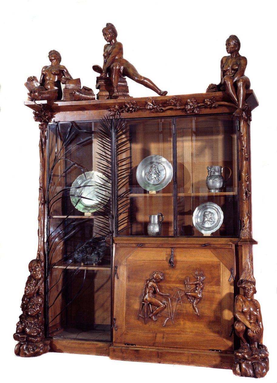 Nábytek: knihovna z ořechu a tepaného železa od Francoise Huberta Carabina (1862-1932) 1890 Ne. 2,9 m Paříž. Muzeum Orsay od Francois Rupert Carabin
