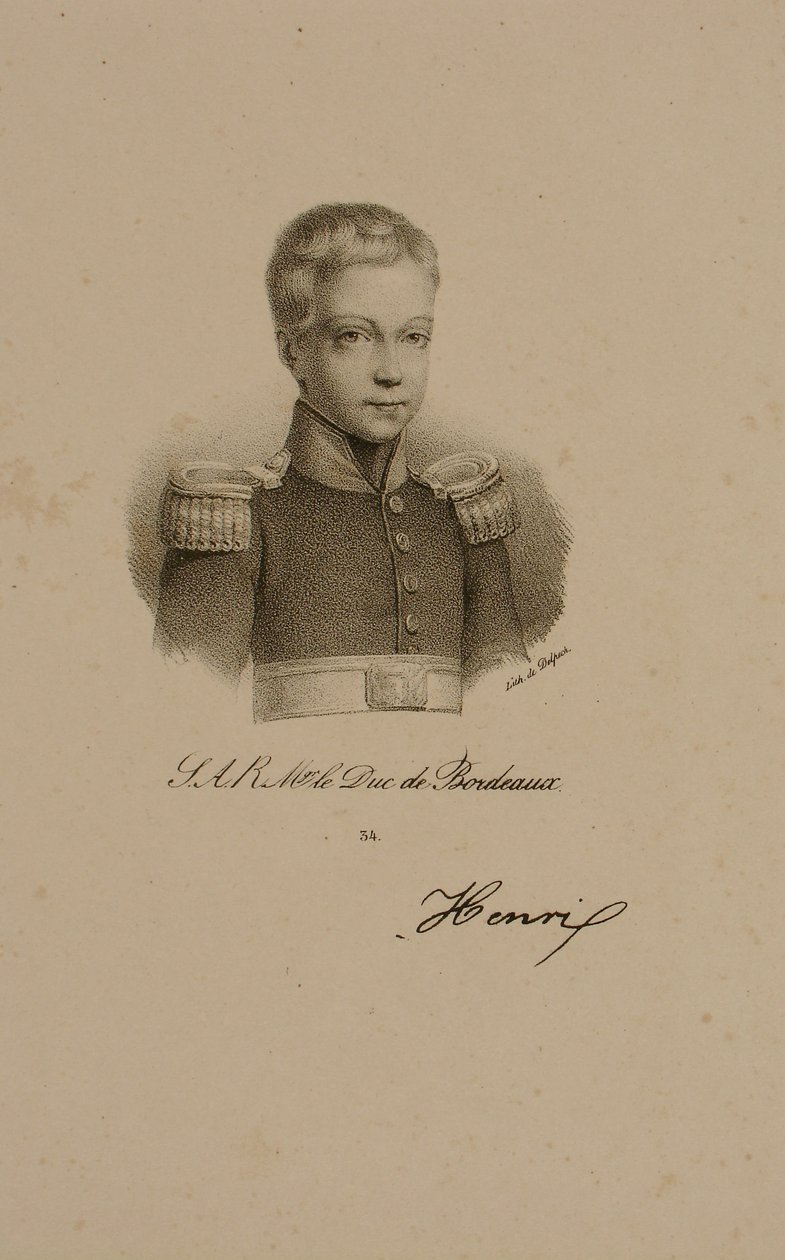 Henri Charles Ferdinand Marie Dieudonne z Francie, vévoda z Bordeaux, hrabě z Chambordu od Francois Seraphin Delpech