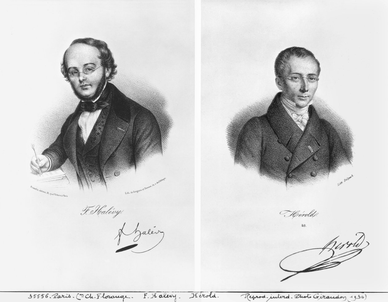 Jacques Fromental Halevy (1799-1862) a Ferdinand Herold (1791-1833) od Francois Seraphin Delpech