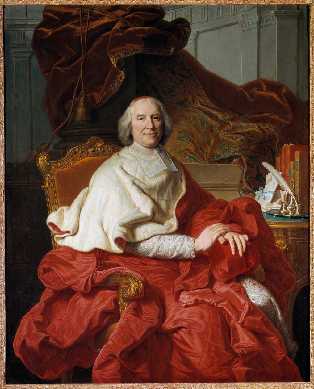 Portrét Andre Hercule (1653-1743), kardinál z Fleury, prelát a politik Malba Francoise Stiemarta (1680-1740), po Hyacinthe Rigaud (1659-1743) 18. století Sun. 1,6x1,29 m - Portrét André Hercula (1653-1743), preláta kardinála Fleuryho a od Francois Stiemart
