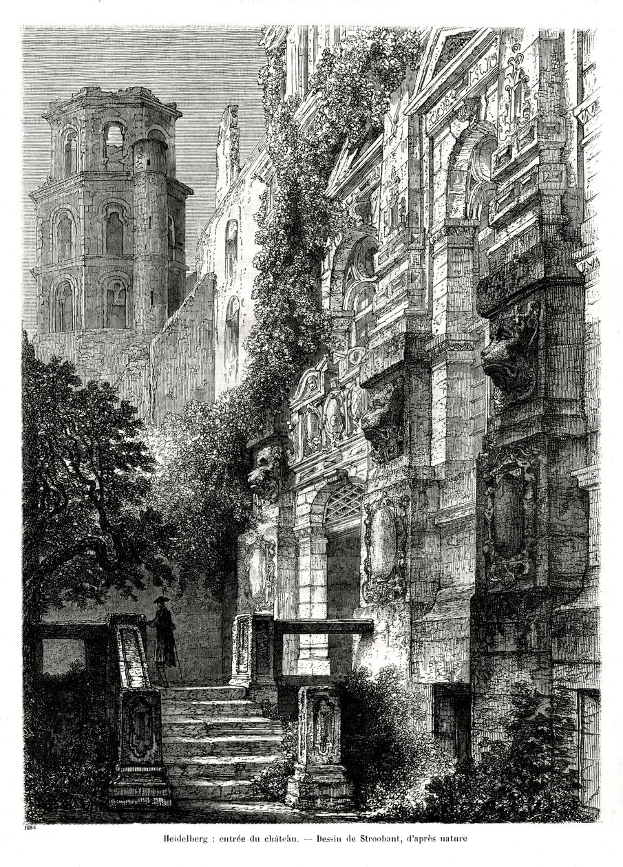 Zámek Heidelberg, Německo, 1886 od Francois Stroobant