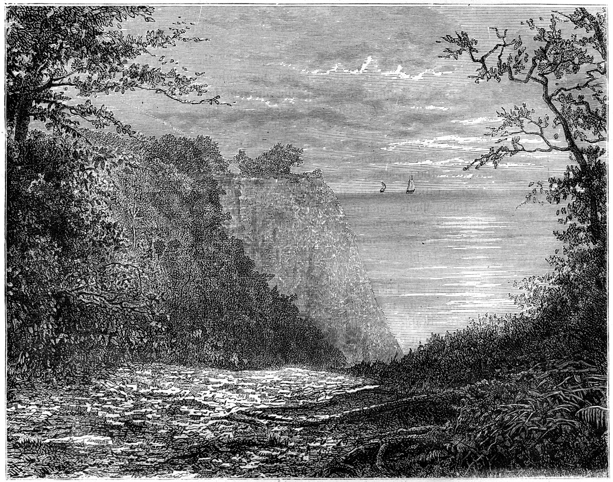 Křídové útesy v Königsstuhl, Rujána, Německo, 19. století. od Francois Stroobant