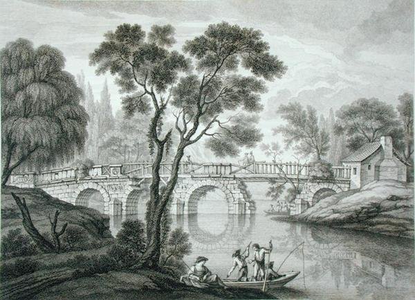 Design for a Ruinous Bridge for the Garden at Syon House, publikoval 1778 (rytina) od Francois Vivarez