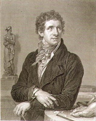 Portrét Antonia Canovy (1757-1822) vyrytý Williamem Henrym Worthingtonem (asi 1790-str. 1839) (rytina) od Francois Xavier (after) Fabre