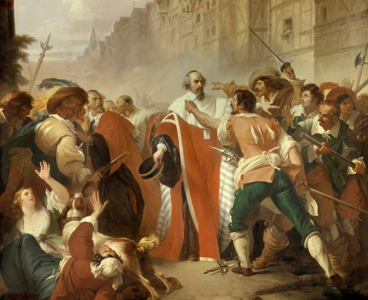 Stráž tuleňů Mathieu Mole (1584-1656) odolný proti podvodům během dne barikád během Frondy 27. srpna 1648 Rozzlobený dav požaduje propuštění Pierra Broussela zatčeného kvůli jeho opozici vůči novým daním navrženým Ca. od Francois Xavier Dupre
