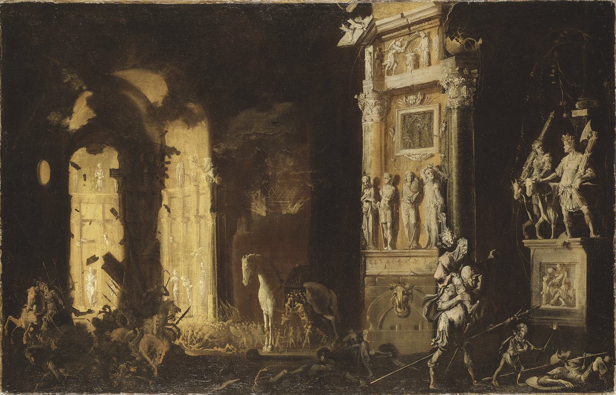 Požár Tróje s Aeneasem nesoucím Anchise, Nome, Francois de od Francois de Nome