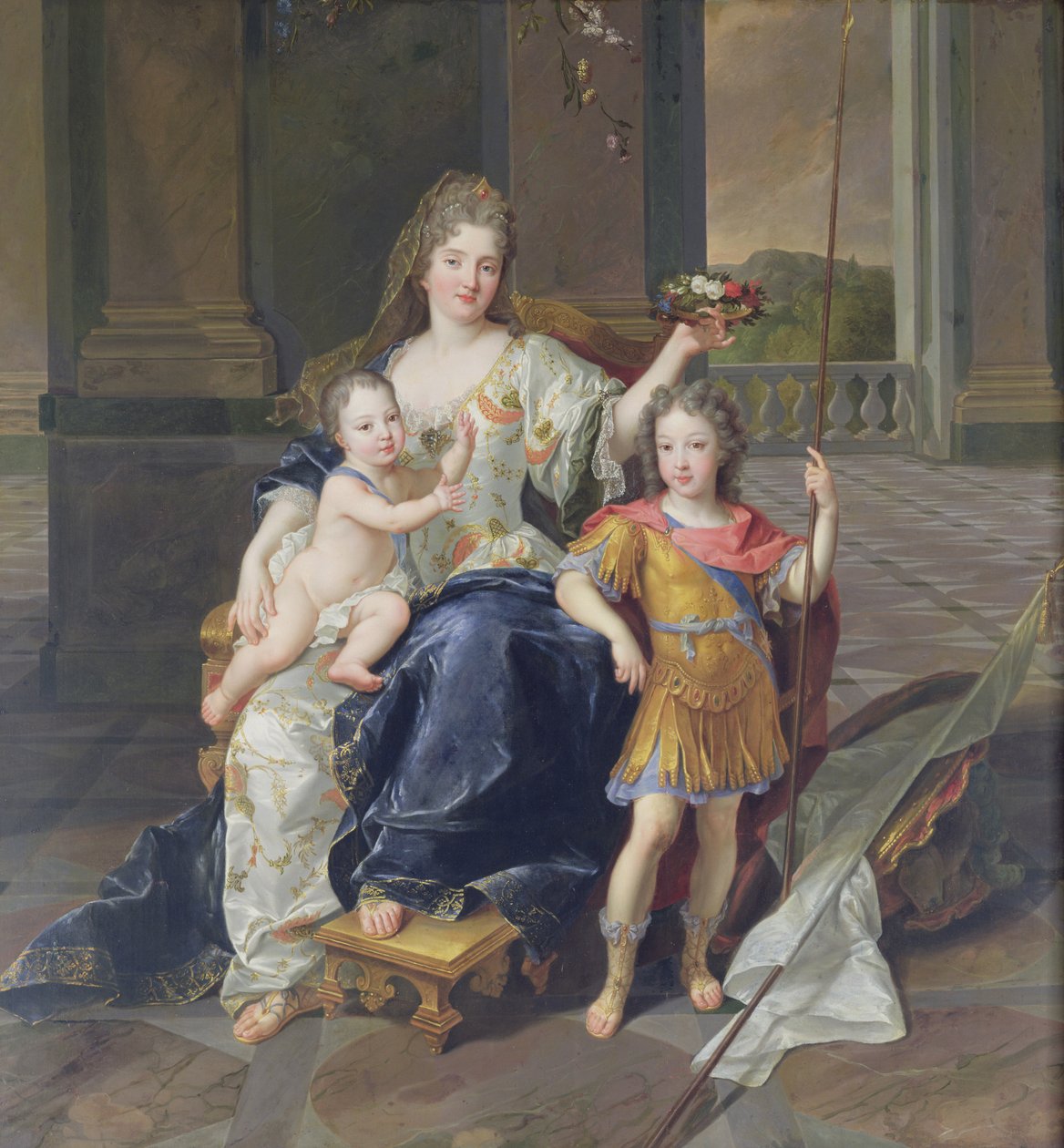 Vévodkyně de la Ferte s vévodou z Bretaně a vévodou z Anjou (Ludvík XV.) kolem roku 1712 (olej na plátně) od Francois de Troy