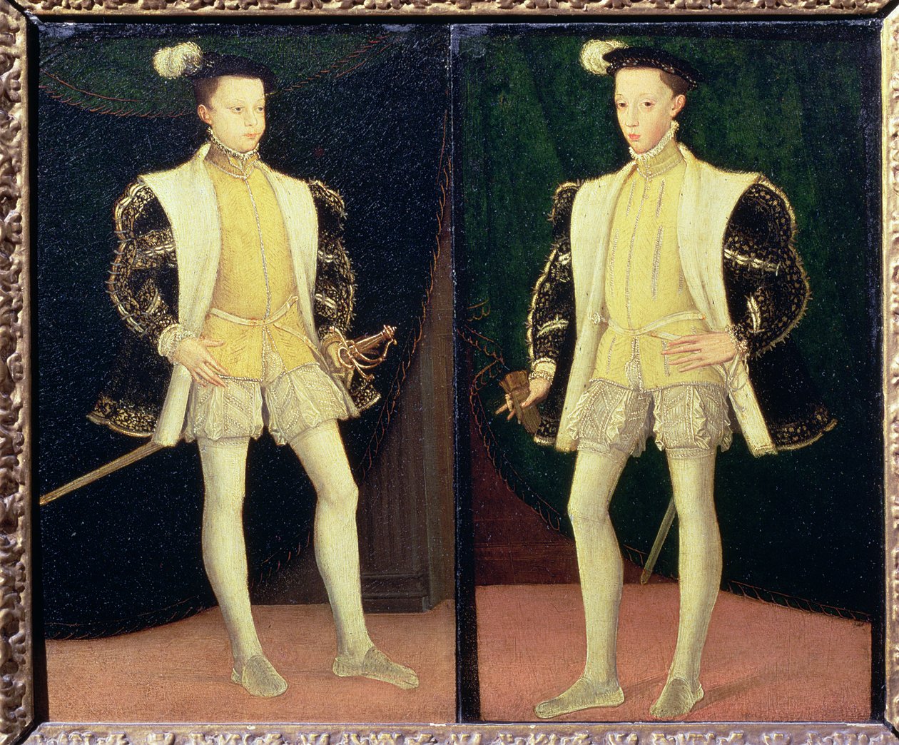 Zleva doprava František II. (1544-60) a Karel IX. (1550-74) z Francie od Francois workshop of Clouet