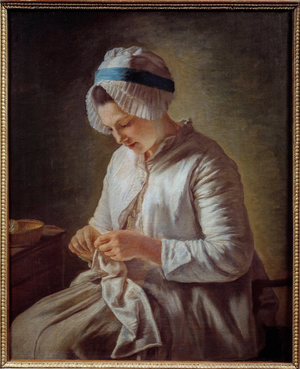 Portrét ženy má knihu Mladá žena pletení. Obraz Francoise Duparc (1726-1778) 18. století Sun. 0,78x0,64 m Marseille, musee des Beaux Arts - Portrét pletoucí ženy. Obraz Francoise Duparc (1726-1778) od Francoise Duparc