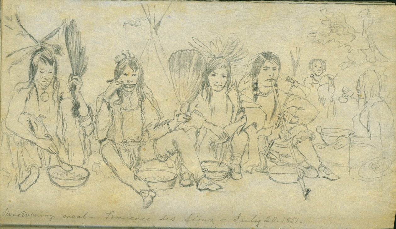 Siouxská večeře, Traverse des Sioux, 20. července 1851 od Frank Blackwell Mayer