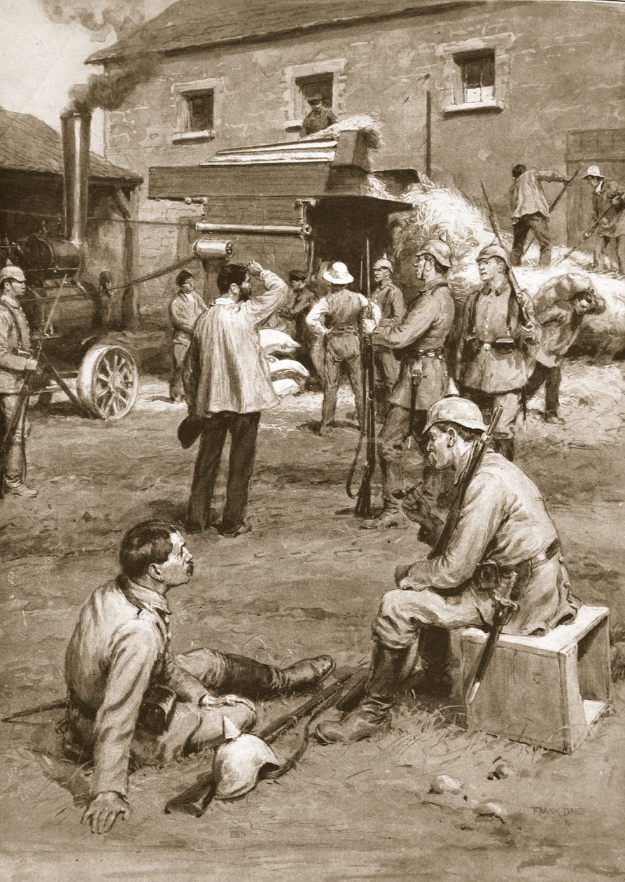 Němci nutí francouzského farmáře, aby v jejich prospěch mlátil obilí od Frank Dadd