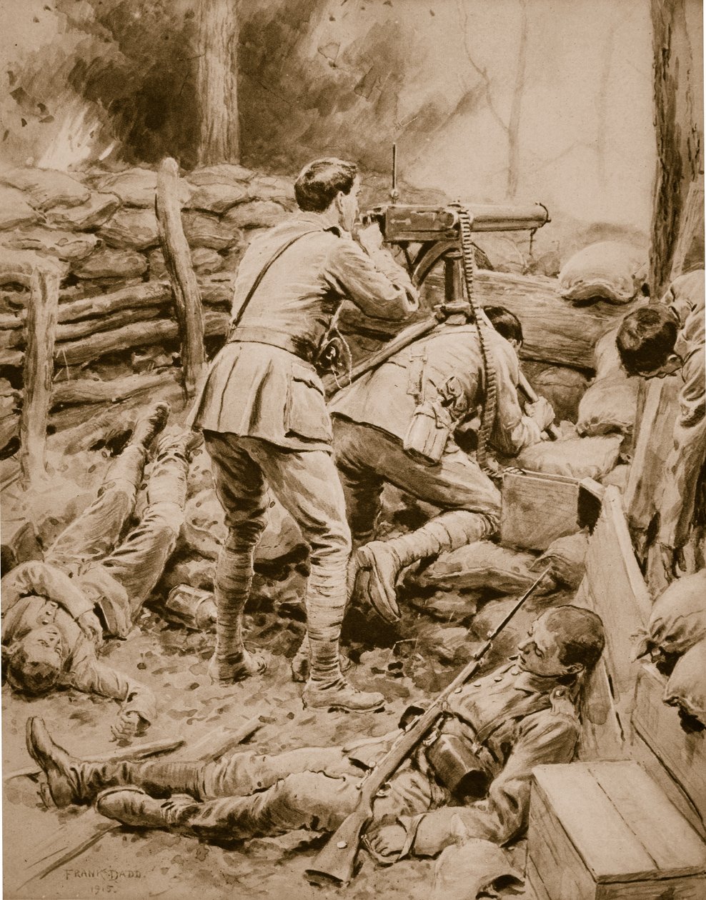 Poručík Campbell a vojín Vincent, Kanaďané, v ‚Stony Mountain‘, květen 1915 od Frank Dadd