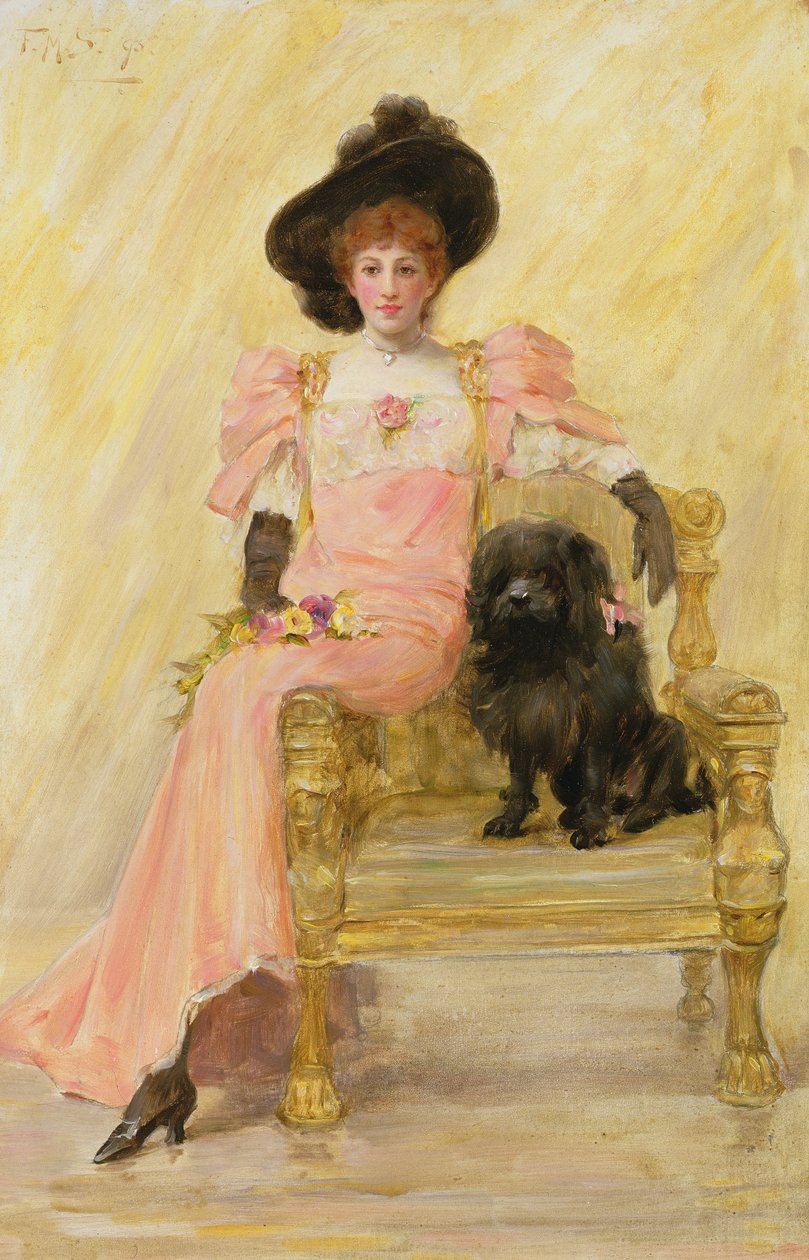 Portrét dámy se svým psem od Frank Markham Skipworth
