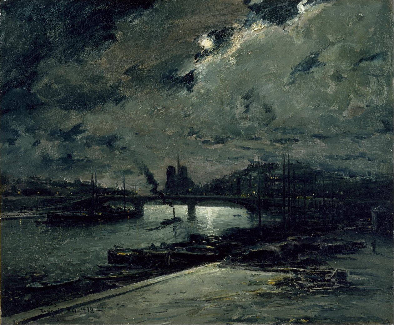 Quai a la Seinie, Paříž, od Moonlight od Frank Myers Boggs