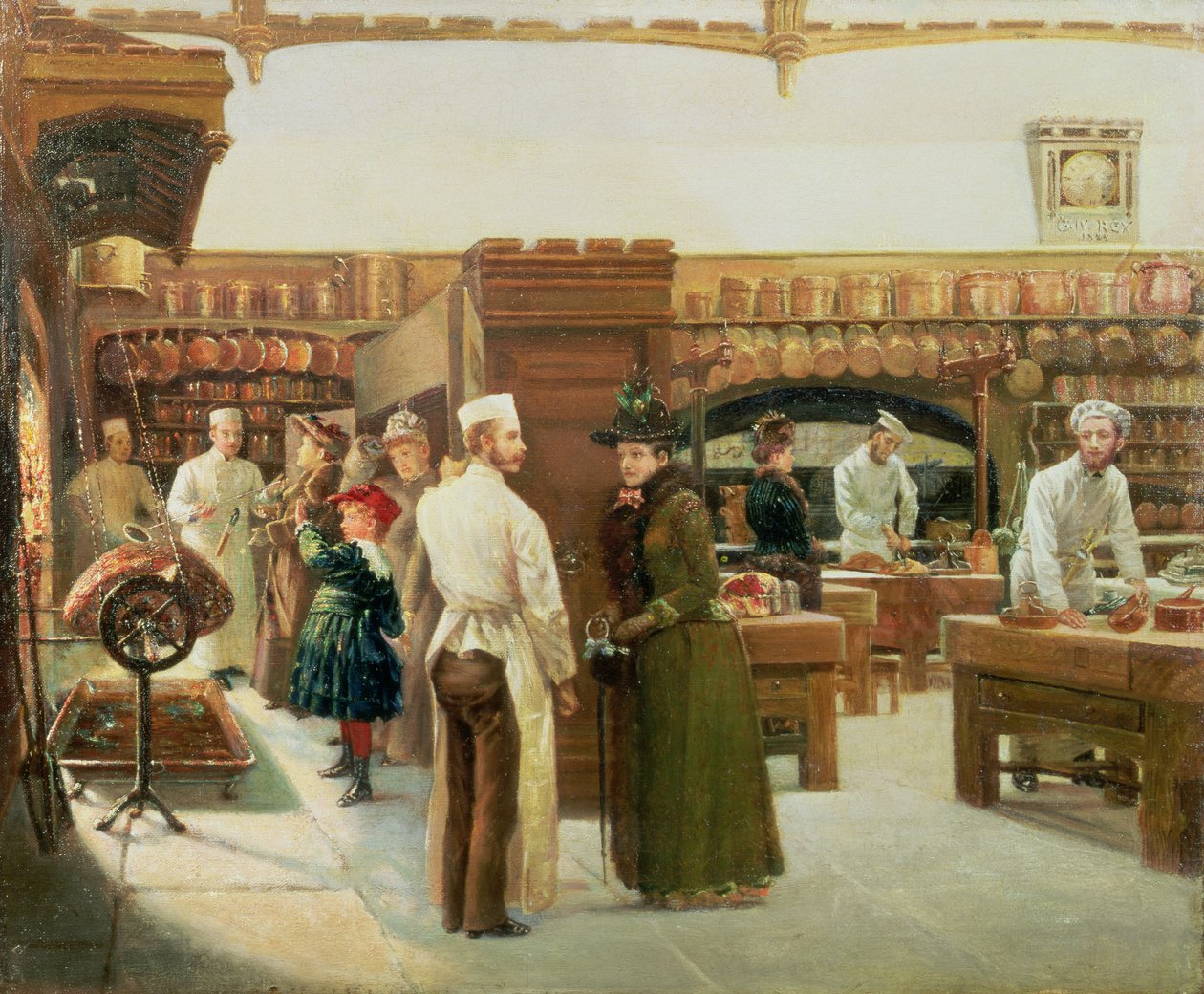 Studie interiéru kuchyně na zámku Windsor s návštěvou královské rodiny, 1886 od Frank Watkins