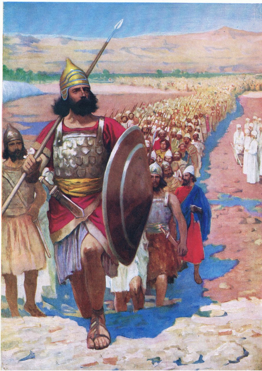 Crossing the Jordan, z The Bible Picture Book vydané Thomasem Nelsonem, kolem roku 1950 od Frank Adams