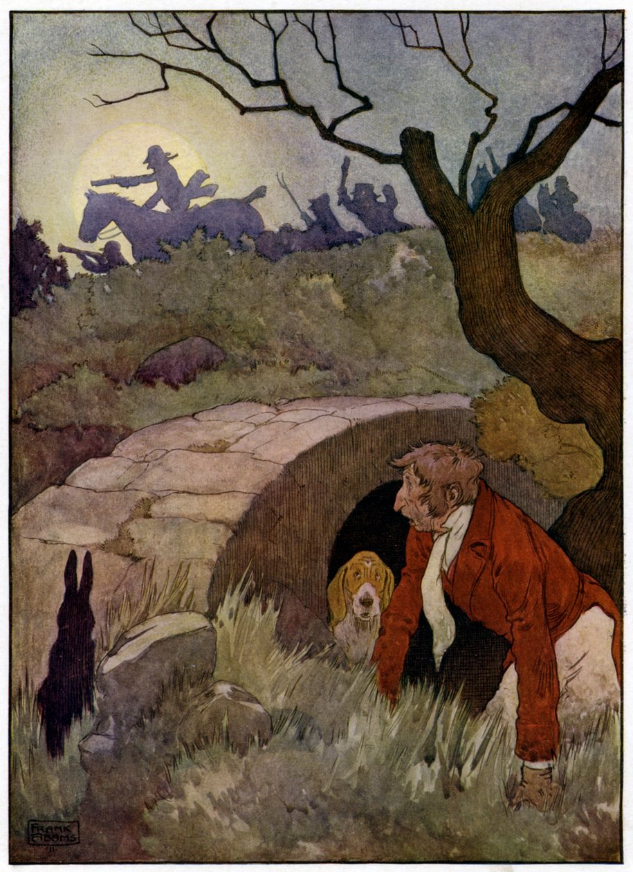 Tři veselí lovci (barevná litografie) od Frank Adams