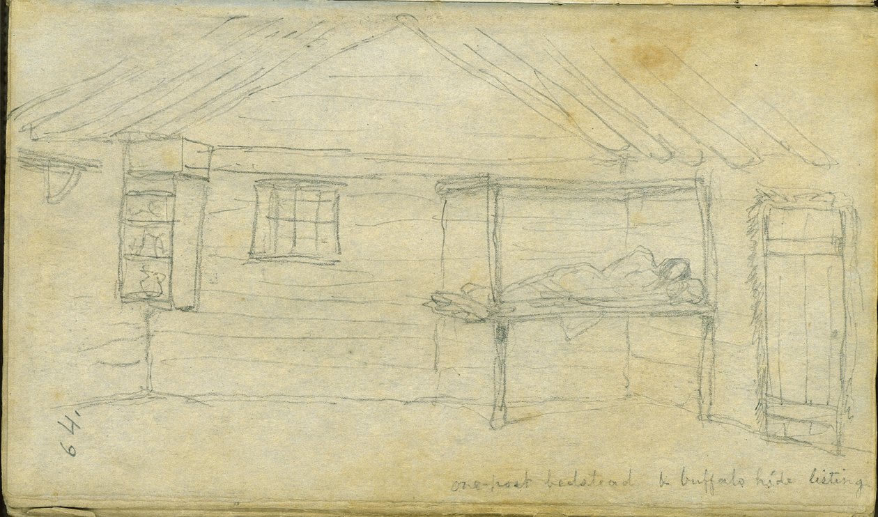 Postel s jedním sloupkem a výpisem z bizoní kůže, 1851 od Frank Blackwell Mayer