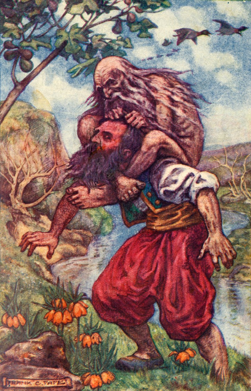 Starý muž hbitě přehodil nohy přes můj krk a zároveň mi stiskl hrdlo, c1930. od Frank C. Pape