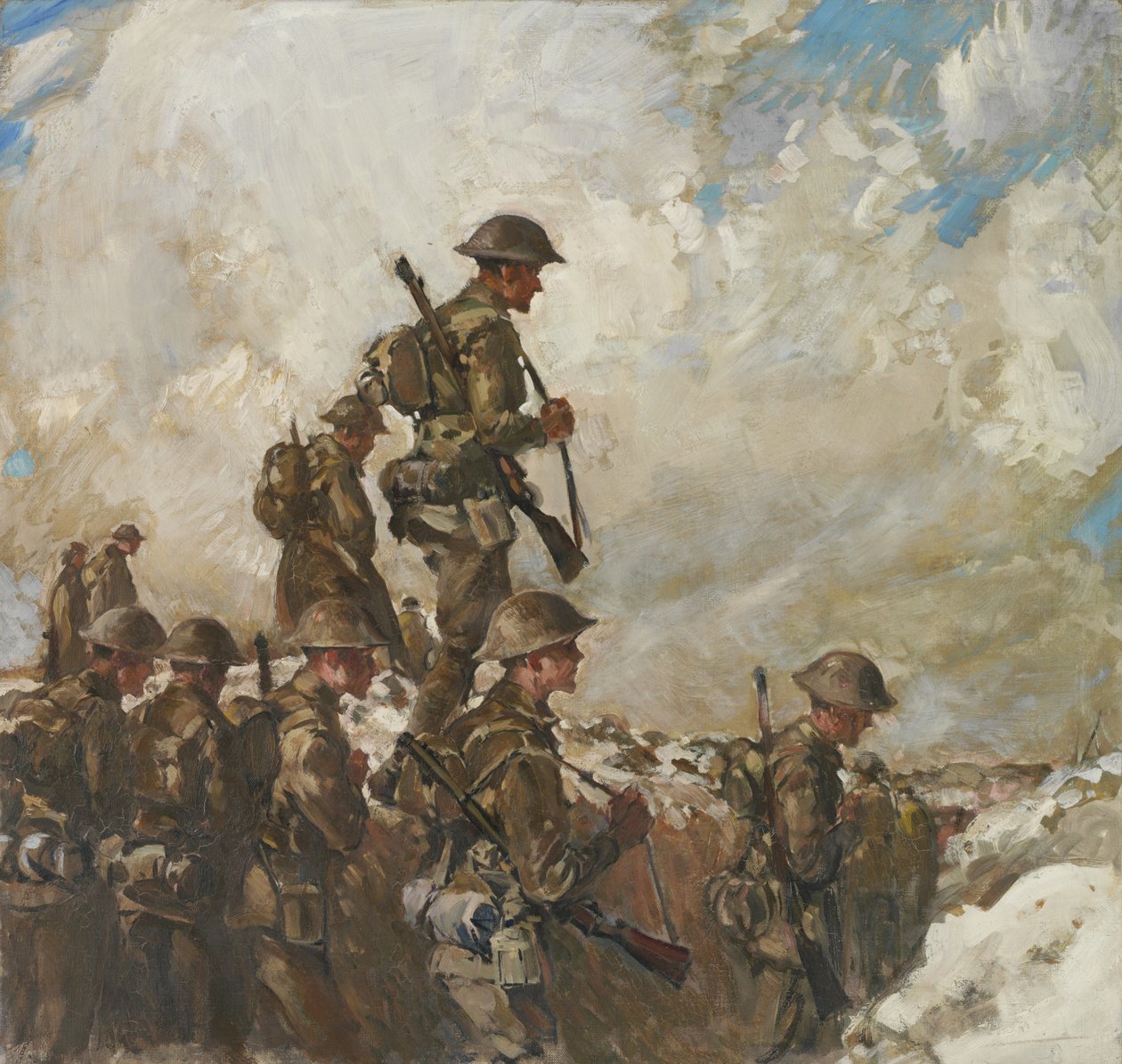 Přes mízu do Pozieres, kolem roku 1918 (olej na plátně) od Frank Crozier