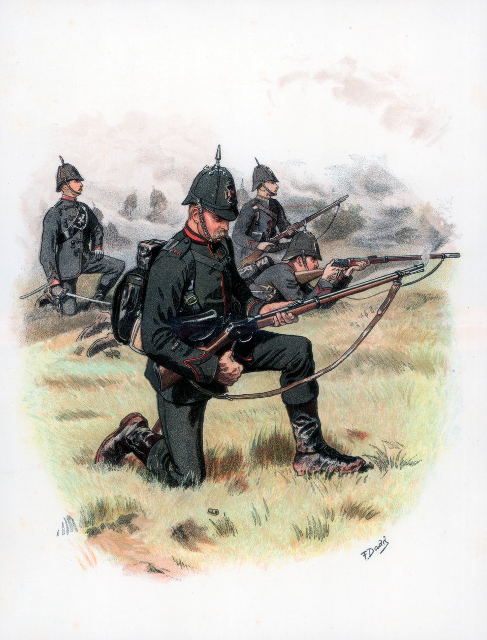 Pochodový řád, The Kings Royal Rifle Corps dříve 60th Rifles, 1889. od Frank Dadd