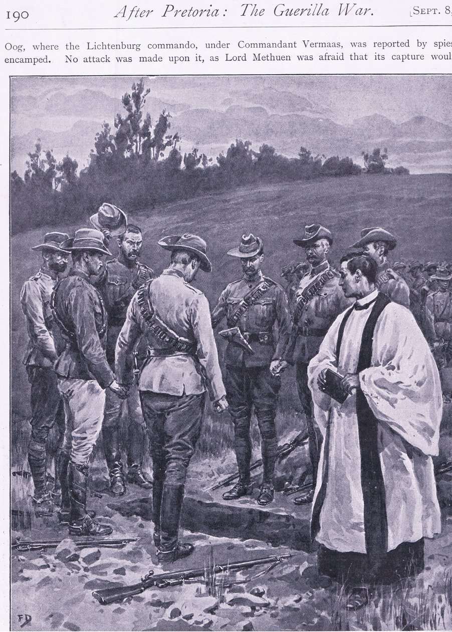 Přísaha pomsty, ilustrace z After Pretoria: The Guerilla War, 1902 od Frank Dadd