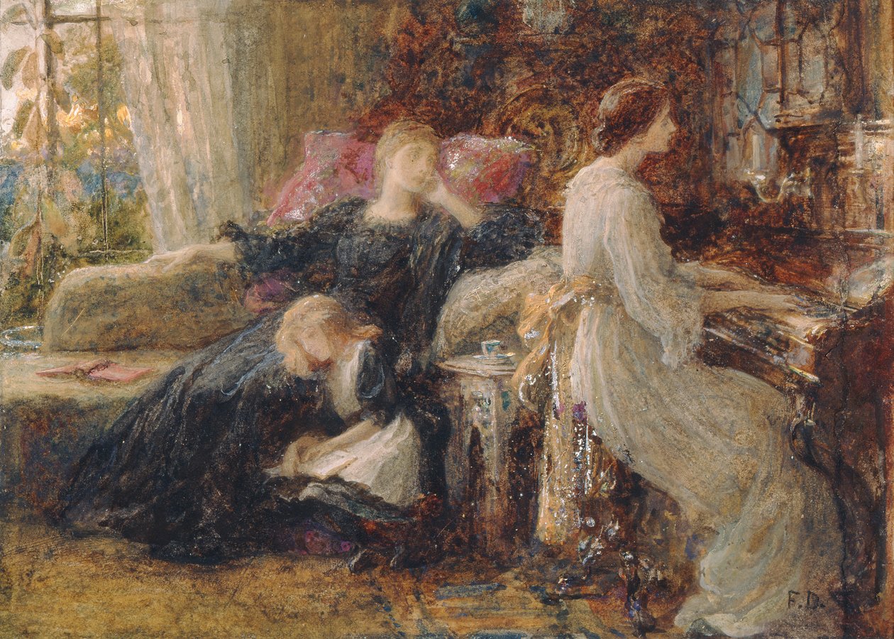 Memories, cca 1886 (akvarel na papíře) od Frank Dicksee