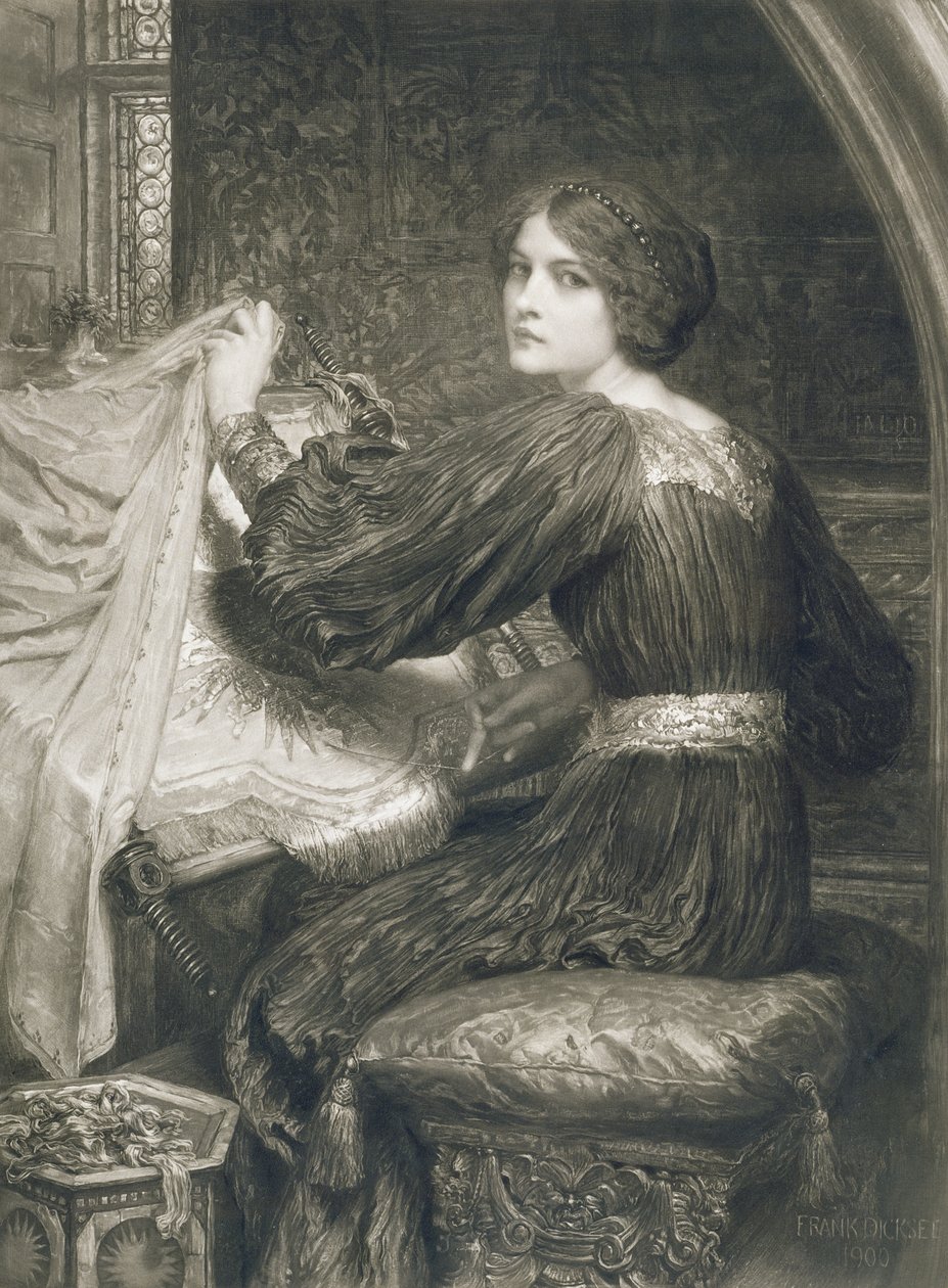 Penelope, ryl Norman Hirst (1862-c.1955) pub. od Frost and Reed, 1903 (mezzotinta) od Frank Dicksee