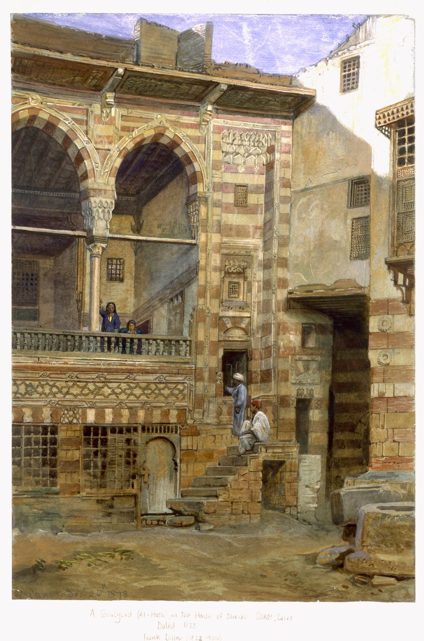 Nádvoří, Al Hosh, v domě Shiekh Sadat, Káhira, 1873 od Frank Dillon