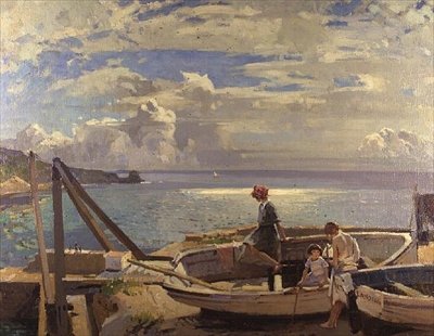 Lamorna Cove - Poslední den prázdnin od Frank Gascoigne Heath