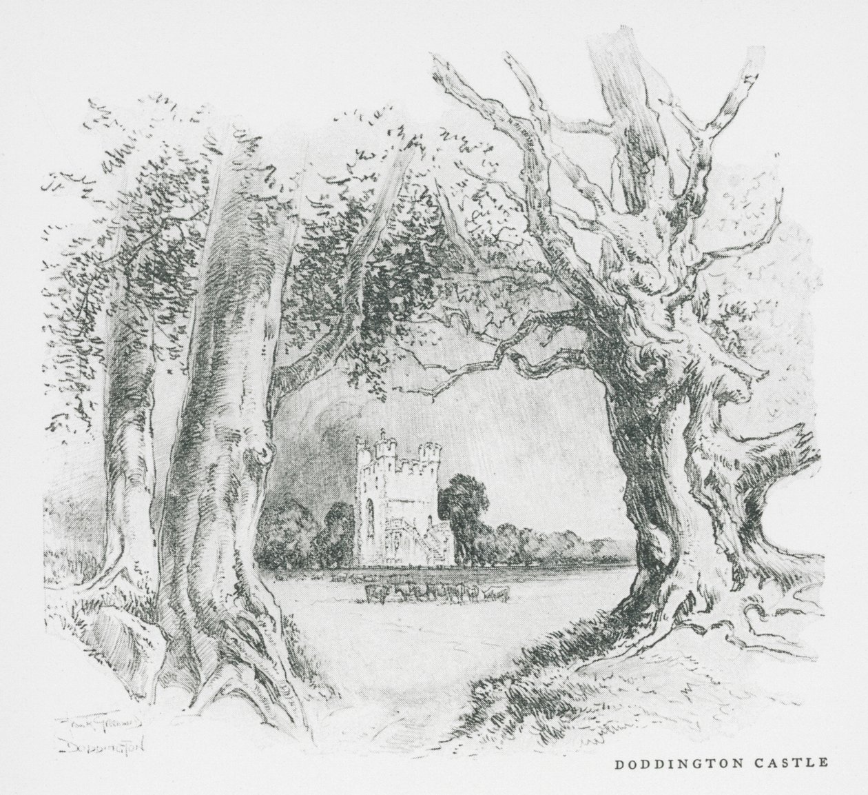 Doddington Castle (litografie) od Frank Greenwood