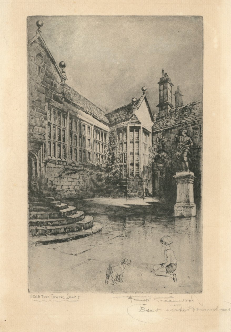 Hoghton Tower, Lancashire (litografie) od Frank Greenwood
